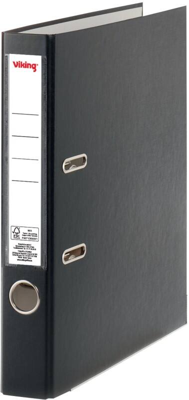 Classeur à levier Viking Étroit A4 50 mm Noir 2 Anneaux Plastique Mat Portrait