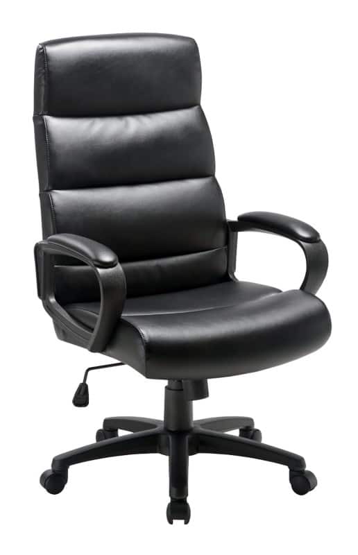 Fauteuil de direction Malaga Viking Mécanisme d’inclinaison Cuir reconstitué Accoudoirs fixes Siège réglable en hauteur Noir 110 kg