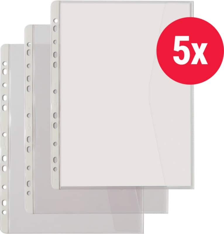 Hetzel Documenthouders A4+ Generfd Transparant 140 micron PVC (Polyvinylchloride) Rechts 11 Gaten 5 Stuks