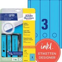 Étiquettes de dos Avery Ultragrip L4753-20 Bleu A4 61 mm 20 Feuilles de 3 Étiquettes