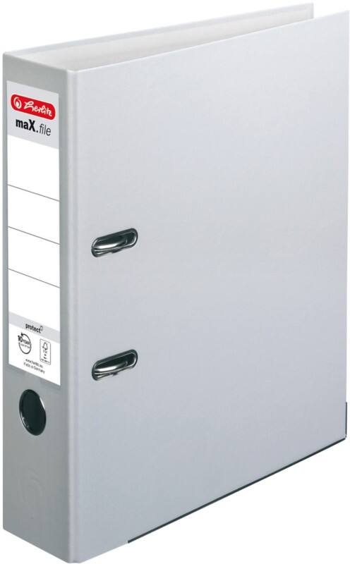 herlitz maX,file protect Breed Ordner A4 80 mm Grijs 2 Ringen 5480900 Kunststof Reliëf Staand