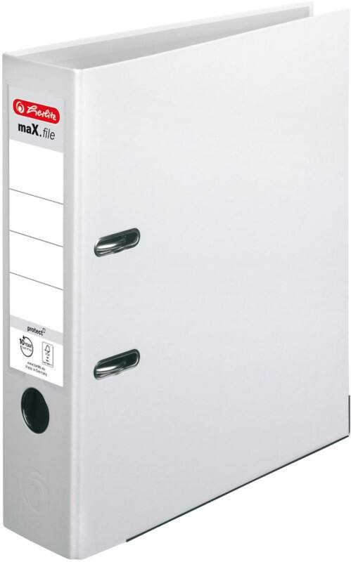 herlitz maX,file protect Breed Ordner A4 80 mm Wit 2 Ringen 5480710 Kunststof Reliëf Staand