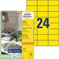 AVERY Zweckform Etiketten 3451 Klevend A4 Geel 70 x 37 mm  100 Vellen à 24 Etiketten