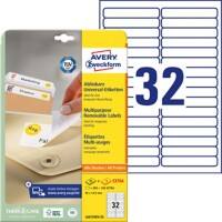 Étiquettes repositionnables Avery L6031REV-25 Blanc 25 Feuilles de 32 Étiquettes