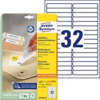 Avery Stick&Lift Verwijderbare Etiketten L6031REV-25 Wit 96 x 16,9 mm 25 Vellen met 32 Etiketten