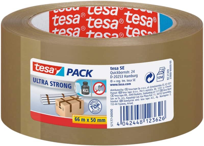 Ruban adhésif d'emballage tesa tesapack Ultra Strong Brun 50 mm (l) x 66 m (L) PVC (Polychlorure de vinyle)