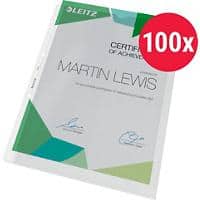 Leitz Premium Showtassen A4 Generfd Transparant 120 micron PP (Polypropeen) Boven en links 4 Gaten 4780 100 Stuks