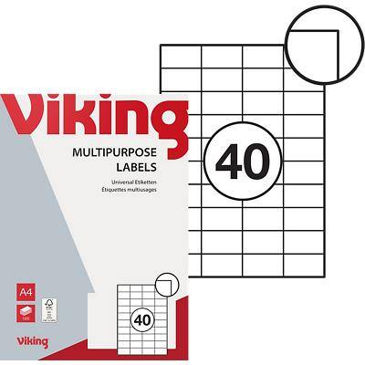 Viking Multifunctioneel etiket 4243545 Zelfklevend Wit 52,5 x 29,7 mm 100 Vellen van 4000 Etiketten