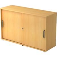Hammerbacher Schuifdeurkast Spaanplaat 1 Plank Afsluitbaar 1.200 x 400 x 748 mm Beuken Bruin