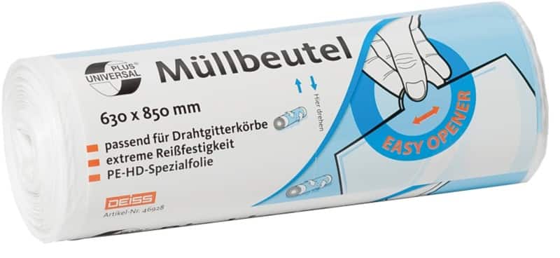 Sac-poubelle Universal Plus Déchets légers DEISS 80 L Blanc PE (Polyéthylène) 70 microns 40 Unités