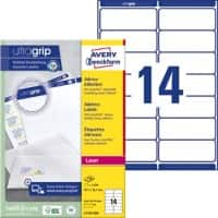 Étiquettes d'adresse Ultragrip AVERY Zweckform L7163-250 Adhésif A4 Blanc 99.1 x 38.1 mm 250 Feuilles de 14 Étiquettes