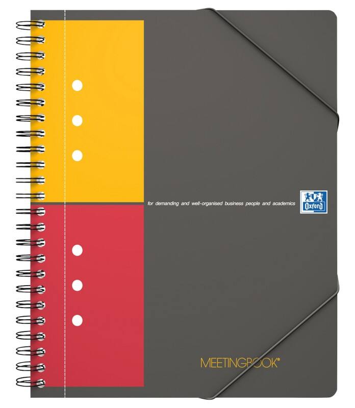 OXFORD International Collegeblok met spiraal A5+ Geruit Spiraalbinding Polypropyleen Zwart 160 Pagina's 80 Vellen