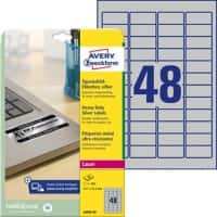 Avery L6009-20 Inventaris etiketten Zelfklevend 45,7 x 21,1 mm Zilver 20 Vellen van 48 Etiketten