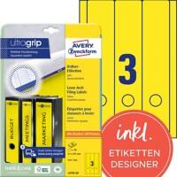 Avery Ultragrip Rugetiket L4755-20 Klevend A4 Geel 6,1 x 29,7 cm 20 Vellen à 3 Etiketten