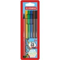 Stylo-feutre STABILO Pen 68 Pointe moyenne 1,0 mm 6 unités Assortiment