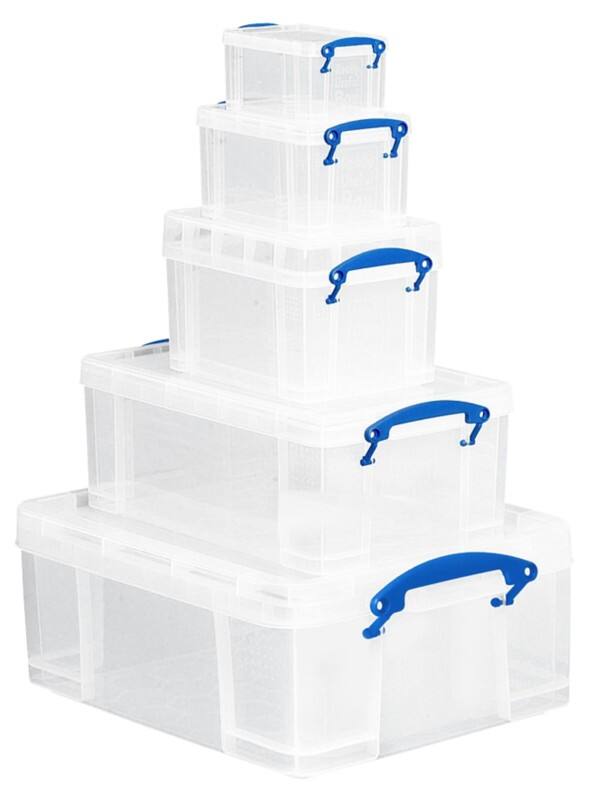 Really Useful Box Kunststof Magazijnbak 0,7 l + 1,6 l + 3 l + 9 l + 18 l Transparant 5 Stuks