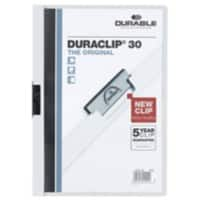 DURABLE Klemmap Duraclip 30 A4 Wit PVC, Staal 3 mm rug 22 x 0,3 x 31 cm