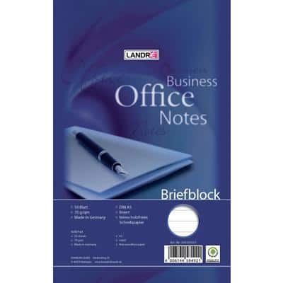 Bloc-notes LANDRÉ Office A5 Bleu Reliure supérieure Couverture en carte Ligné Collé 50 feuilles