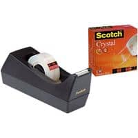 Scotch Plakbandafroller C38 Zwart met 1 rol Scotch Crystal Clear Tape Transparant 19&nbsp;mm (B) × 10 m (L)