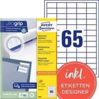 Étiquettes universelles Ultragrip AVERY Zweckform 3666 Adhésif A4 Blanc 38 x 21.2 mm 100 Feuilles de 65 Étiquettes