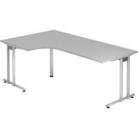 Hammerbacher Matrix VNS Niet hoogteverstelbaar Hoekbureau Vrije vorm Grijs C-Voet 2.000 (B) x 1.200 (D) x 740 (H) mm Spaanplaat, Staal