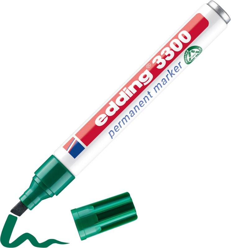 edding 3300 Permanentmarker 100% Gerecycled Breed Beitelpunt 1 - 5 mm Groen Navulbaar Waterbestendig