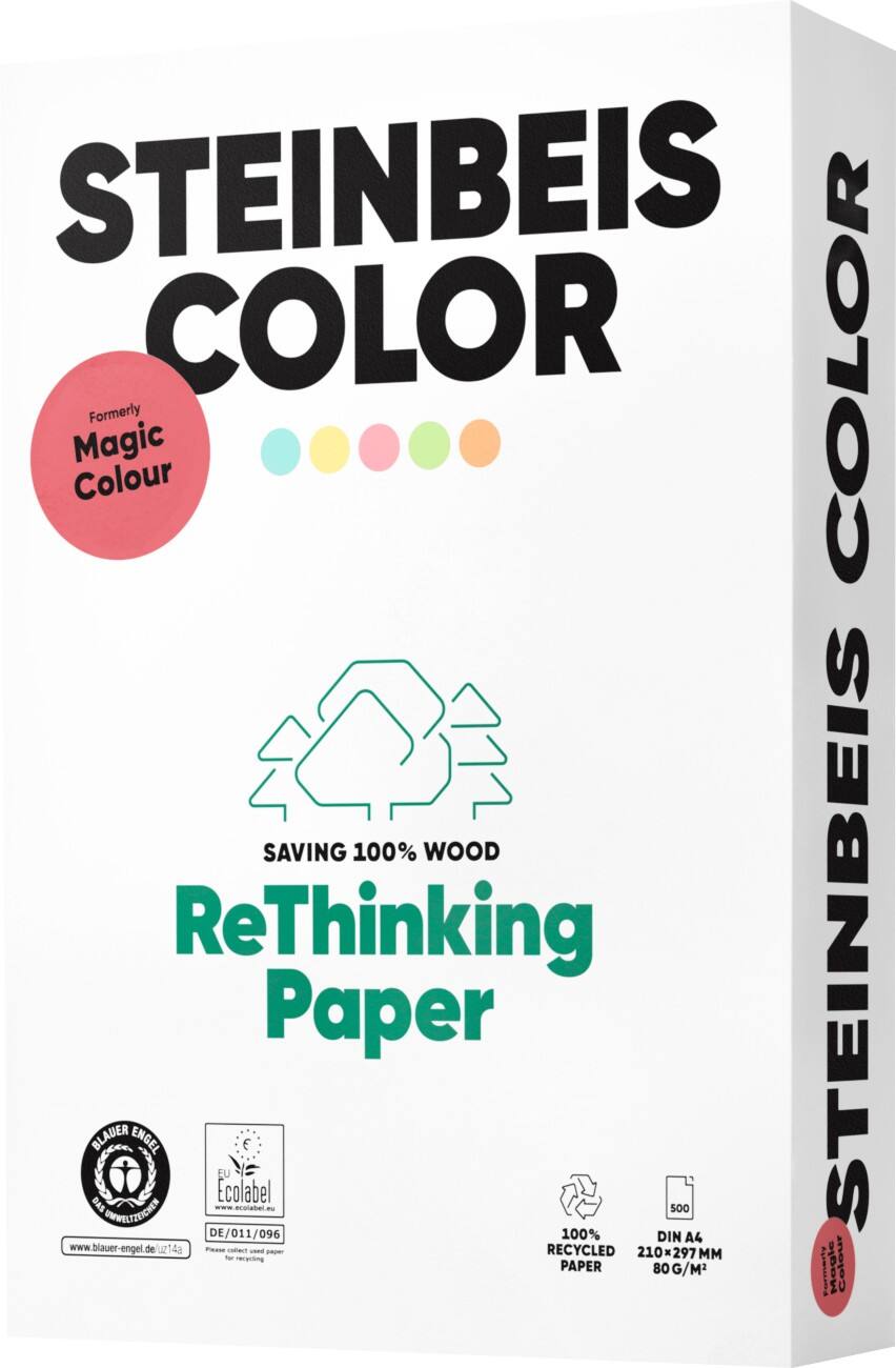 Steinbeis Gerecycled Magic Pastel Printer print-/ kopieerpapier A4 80 gram Pastel geel 500 vellen