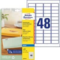 AVERY Zweckform J4720-25 Multifunctionele etiketten A4 Transparant 45,7 x 21,2 mm 25 Vellen à 48 Etiketten