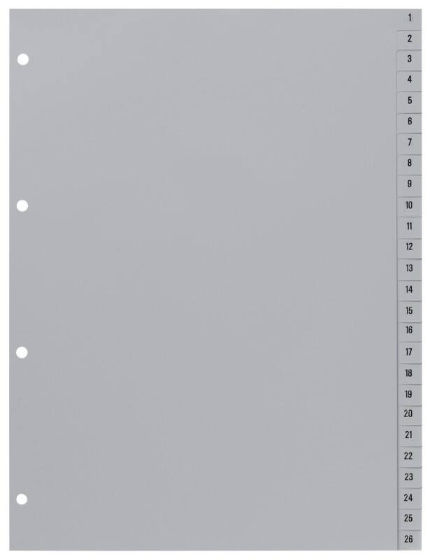 Hetzel Numerieke Tabbladen 721308 A4 Grijs 52 tabs Geperforeerd Polypropyleen 1 tot 52