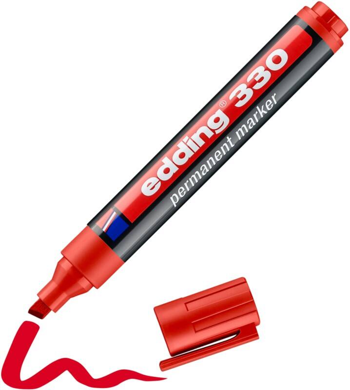 Marqueur permanent edding 330 Large Biseauté 1 - 5 mm Rouge Rechargeable Résistant à l'eau