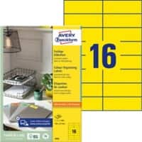 Étiquettes universelles Laser AVERY Zweckform 3455 Adhésif A4 Jaune 105 x 37 mm 100 Feuilles de 16 Étiquettes