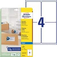 Étiquettes universelles Avery 4317570 Adhésif A4 Blanc 99.1 x 139 mm 25 Feuilles de 4 Étiquettes