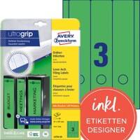 Avery UltraGrip Rugetiket L4754-20 Klevend A4 Groen 6,1 x 29,7 cm 20 Vellen à 3 Etiketten