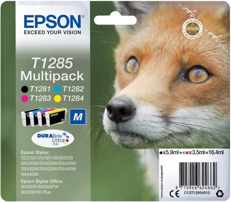 Epson T1285 Origineel Inktcartridge C13T12854012 Zwart, cyaan, magenta, geel Multipack 4 Stuks