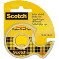 Ruban adhésif Double Face Scotch Permanent 12 mm x 6,3 m sur dévidoir