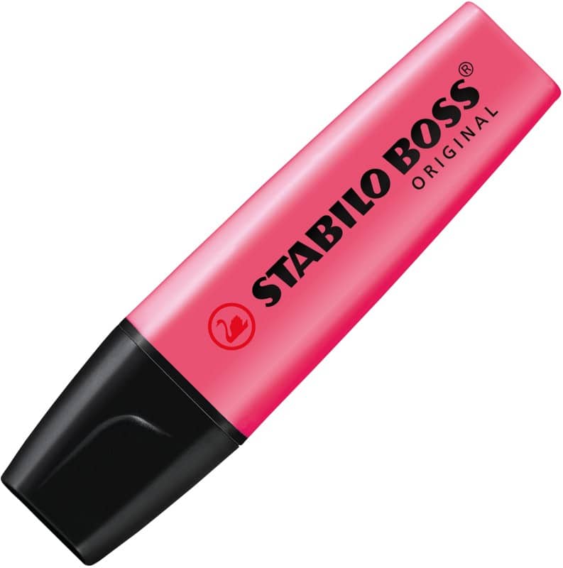 Surligneur STABILO BOSS ORIGINAL Rose Large Biseauté 2 - 5 mm Rechargeable