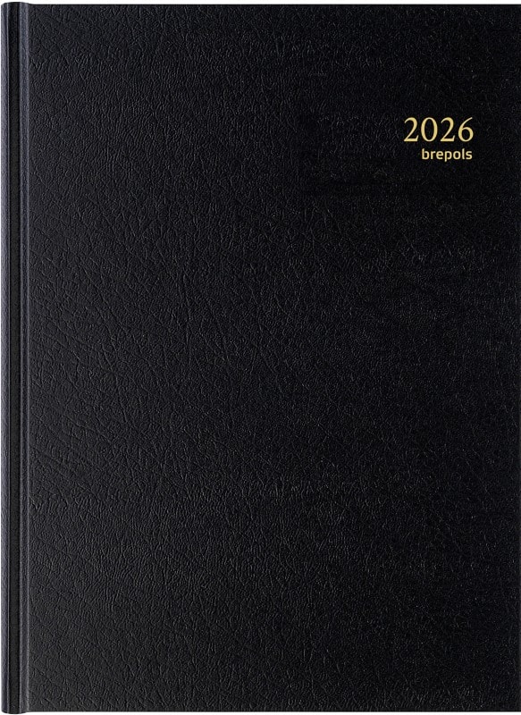 Brepols Bremax Agenda 2026 Speciaal 1 Dag per 2 pagina's Duits, Engels, Frans, Nederlands, Italiaans, Spaans Zwart 0,002,1345,01,6,0