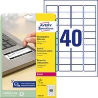 Étiquettes universelles AVERY Zweckform L6145 Adhésif A4 Blanc 45.7 x 25.4 mm 20 Feuilles de 40 Étiquettes