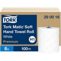 Tork Matic Premium Handdoek H1 Rol Wit 2-laags 290016 6 Rollen à 100 m