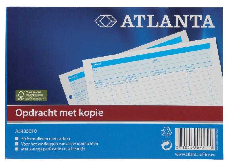 Carnet d'ordres de mission Djois Atlanta A5435-010 A5 14,8 x 21 cm