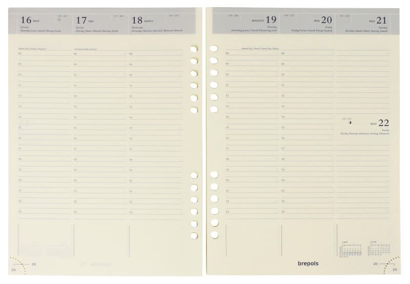 Recharge agenda Brepols A5 1 Semaine sur 2 pages 2026 Crème