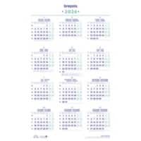Calendrier mural Brepols 2026 1 An par page Allemand, Anglais, Français, Néerlandais 60,5 (L) x 0,1 (P) x 40 (H) cm Blanc