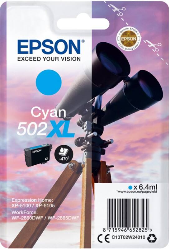 Epson 502XL Origineel Inktcartridge C13T02W24010 Cyaan