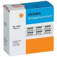 HERMA 4832 Numerieke Etiketten Zelfklevend Wit, Rood 2000 Etiketten per pak