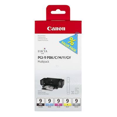 Canon PGI-9 Origineel Inktcartridge Zwart, grijs, cyaan, magenta, geel Multipack 5 Stuks