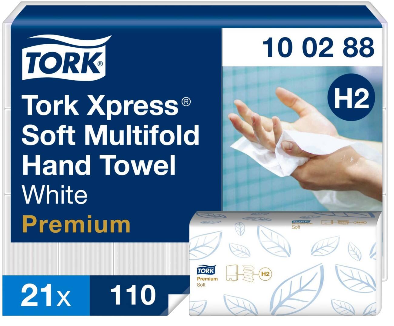 Tork Papieren handdoeken H2 Xpress Premium 2-laags M-vouw Wit 21 Stuks à 110 Vellen