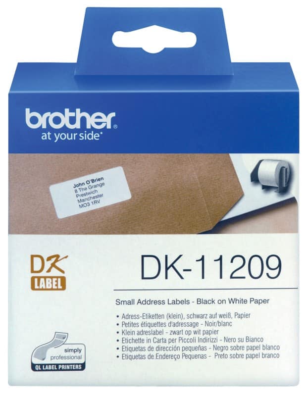 Brother QL Adresetiketten Authentiek DK-11209 Zelfklevend Zwart op Wit 62 x 29 mm 800 Etiketten