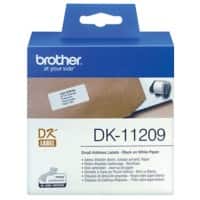 Brother QL Adresetiketten Authentiek DK-11209 Zelfklevend Zwart op Wit 62 x 29 mm 800 Etiketten
