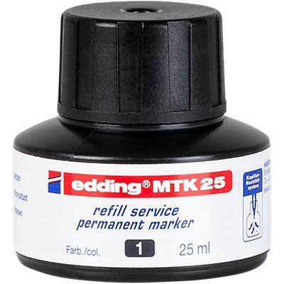 Recharge d'encre pour marqueurs permanents edding MTK 25 - Noir - 25 ml