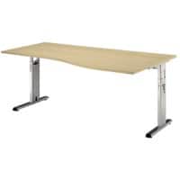 Hammerbacher Matrix Hoogteverstelbaar Bureau Vrije vorm Ahorn C-Voet 1.800 (B) x 1.000 (D) x 850 (H) mm Gemelamineerde spaanplaat, metaal